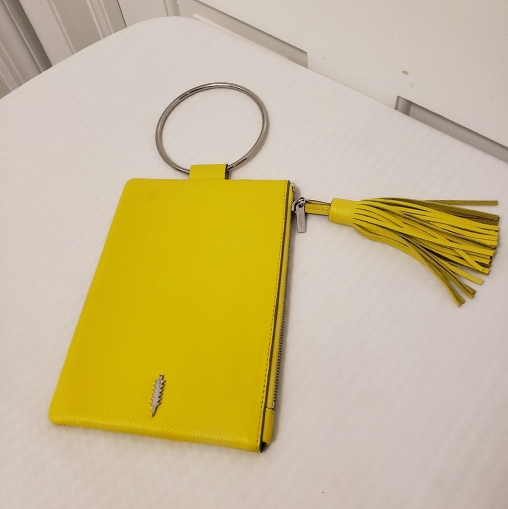 EC Thacker "Nolita" Clutch Bright Yellow Leather Zip Close Stylish, Chic